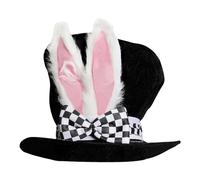 Rabbit Ears Hat - Men's Velvet Rabbit Hat, Wizard Hat Costume | Mad Hatter Rabbit Plush Hat with Built-in Size Adjuster, Costume Hat