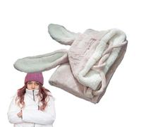 Rabbit Ears Hooded Blanket - Portable Oversized Hooded Cape Warm And Cozy Fleece Wrap, Soft Plush Blanket, Stylish Design With Animal Ears |