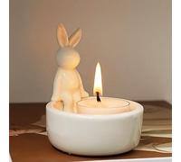 Rabbit Easter Candle Holder, Cute Cartoon Bunny Candle Lamp, Handmade Ceramic Candlestick,Easter Decorations Candle Sticks Holder Decor,Gift for Eggs(Long-Eared)