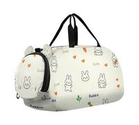 Rabbit Easter Cute Lover White Boy's Gym Duffel Bag with Shoes Compartment Large Capacity Weekender Overnight Duffel Bag for School Practice, Sports, Travel