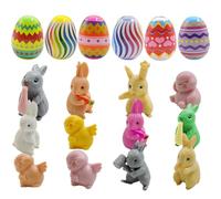 Rabbit Easter Eggs Toys 12pcs Easter Bunny Surprise Eggs, Coloured Easter Chicks Bunny Plush for Easter Egg Hunt Kit with Kids, Party Bag Fillers, Set with Multicolor Eggs, Easter Gift Box for Kids