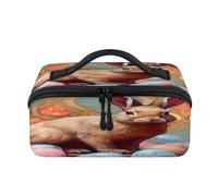 Rabbit Easter Flower Eggs Travel Makeup Bag Portable Waterproof Pouch Open Flat Toiletry Bags Toiletries Cosmetics Traveling Organizer for Women Men