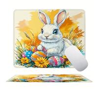 Rabbit Easter Mouse Mat 20 x 15 cm Ultra Thin, with Stitched Edges Office Mouse Pad, Non-Slip Rubber Base, Waterproof & Washable, Home Desk Accessories,Aesthetic with Design Mousepad 200x150mm s0z-440