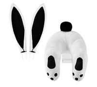 Rabbit Easter Wreath Crafts Easter Bunny Wreath Attachment Cute Bunny With Tail and Ears Spring Carrot and Rabbit Doll Wreaths Decorations for Outdoor Indoor (Black, One Size)