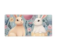 Rabbit Egg Mouse Mat Easter Bunny Gaming Mouse Pad with Stitched Edges Non-Slip Large Desk Mat for PC Laptop Office Home Gamer 900x400x3mm Keyboard Mousepad