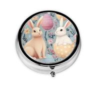 Rabbit Egg Small Pill Box 3 Compartment Portable Pill Box for Purse Pocket Easter Bunny Mini Medicine Organiser for Daily Vitamin Fish Oil Storage