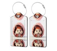 Rabbit Eggshell Modeling 1 Printed Label PU Leather, Suitable for Handbags, Travel Bag Labels, Luggage Labels