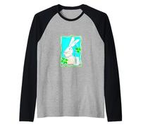 Rabbit, elke design, clover, lucky, funny rabbit Raglan Baseball Tee