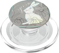 Rabbit Elke Design Spring White Rabbit PopSockets PopGrip for MagSafe