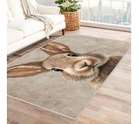 Rabbit Face Indoor/Outdoor RugBeige 150x240cm Cute Bunny Carpet for Living Room & Bedroom Durable Stylish Home Decor Perfect for Kids & PetFriendly Spaces