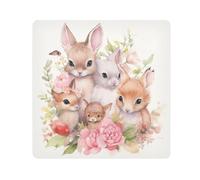 Rabbit Family Camera Wrap Cloth, Squares Magic Self-Adhesive Cloth for Lens Camera Anti-Scratch Lens Protector Makeup Wrap Cloth Bag 17.7" x 17.7"