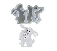 Rabbit Family Figurine Silicone Candle Mold Epoxy Resin Home Decor 3D Rabbit Fondant Mold Soap Mold