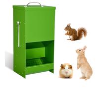 Rabbit Feeders Automatic for Cages,5 Pound Large Metal Trough Feeder with Lid Galvanized Steel Outdoor Bunny Food Dispenser for Rabbits Chicken Guinea Pig Pet and Other Small Animals Green