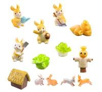 Rabbit Figure Set 13pcs,Easter Bunny Figurines Rabbits Ornaments With Carrots Rabbits Micro Landscape Statue Garten Decoration Easter Birthday Home Party Decorations
