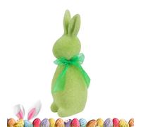 Rabbit Figurine - 23 cm Cute Decorative Toy in Flocked Texture - Easter Bunny Decoration with Butterfly Bow, for Spring Home Decoration, Farmhouse Style, for Room, Shelf, etc