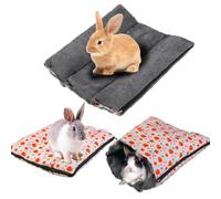 Rabbit Flatback Hideout Large Bunny Bed Washable Rabbit House and Hideout Fleece Guinea Pig Hiding Hut for Indoor Bunnies Small Animal Hideaway Strawberry