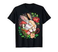 Rabbit Floral Bunny Cottagecore Aesthetic Tea Cup T-Shirt