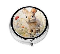 Rabbit Flower Small Pill Box 3 Compartment Portable Pill Box for Purse Pocket Easter Bunny Mini Medicine Organiser for Daily Vitamin Fish Oil Storage