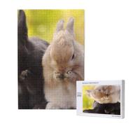 Rabbit Fluffy,1000 Pieces Wooden Jigsaw Family Game Jigsaw Puzzles for Adults Teens