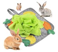 Rabbit Foraging Mat 30 X 30 Cm Snuffle Mat for Small Animals, Interactive Feeding Mat with Flower and Carrot Design, Treat Dispenser for Bunny Guinea Pig Chinchilla Ferret