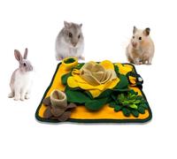 Rabbit Foraging Mat，Bunny Snuffle Mat for Hamsters Puzzle Toys Ferrets Interactive Feeding Mat for Guinea Pigs Hedgehog Chinchillas Small Animals Stress Relief (Yellow Green)