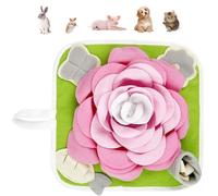 Rabbit Foraging Mat, Rabbit Guinea Pig Shaker Plush Mat with Handle Foraging Mat, Small Animal Interactive Feeding Mat, Stress Relief (Pink)