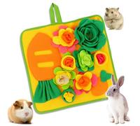 Rabbit Foraging Mat,Snuffle Mat for Small Animals Bunny Puzzle Toys Pets Interactive Feeding Mat for Guinea Pigs Hedgehog Chinchilla Puppies (Yellow, M)