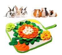 Rabbit Foraging Mat Snuffle Mat for Small Animals Rabbit Toy 11.8"x11.8" Rabbits Snuffle Mat Pets Interactive Feeding Matt Treat Dispenser for Bunny Guinea Pigs Ferrets Chinchillas (Green and Orange)