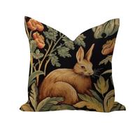 Rabbit Forest Hares in Wood Bunny Soft Throw Pillow Covers Elegant Bed Pillow Cushion Case Eucalyptus Leaves Blue Green Square Cotton Linen Pillowcases for Home Decor Bench Garden Patio 20x20in
