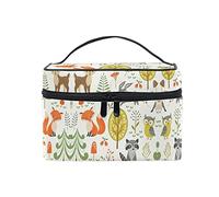 Rabbit Fox Dear Tree Forest Cosmetic Bag Organizer Zipper Makeup Bags Pouch Toiletry Case for Girl Women