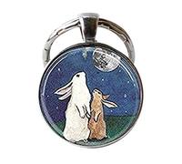 Rabbit Full Moon Keychain I Love You to The Moon and Back Art Keychain Everyday Gift