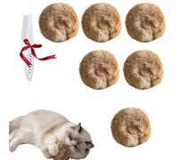 Rabbit Fur Ball Cat Toy, 3 Inch Real Rabbit Cat Pom Pom Balls with Catnip, Soft, Washable & Fun to Chase, for Bunny Kicks & Chase Games, for Indoor Exercise and Bonding Cats (3pcs) (6PC)