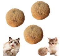 Rabbit Fur Ball Cat Toy, Catnip Balls, Soft Fluffy Cat Toy Ball, Interactive Cat Toys for Indoor, Fluffy 8CM Oversized Faux Rabbit Fur Balls for Pets Training Chasing Gifts (3PCS)