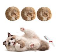 Rabbit Fur Ball Cat Toy, Natural Furry Cat Toy Balls, Soft & Lightweight Interactive Cat Balls for Indoor Play, Chasing, Batting & Exercise for Kittens and Adult Cats