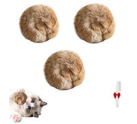 Rabbit Fur Ball Cat Toy, Natural Rabbit Fur Catnip Balls, Fluffy Cat Toy Ball, Super Soft, Washable & Fun to Chase for Bunny Kicks, Interactive Indoor Exercise & Bonding Play (3 pcs)