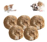 Rabbit Fur Ball Cat Toy, Rabbit Fur Pom Pom Cat Toy, Interactive Kitten Toys, Super Soft, Washable & Fun for Bunny Kicks, Fluffy Catnip Toys for Chewing Playing (S 5Pcs)