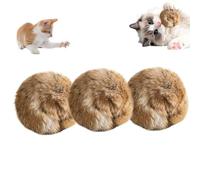 Rabbit Fur Ball Cat Toy, Rabbit Fur Pom Pom Cat Toy, Interactive Kitten Toys, Super Soft, Washable & Fun for Bunny Kicks, Fluffy Catnip Toys for Chewing Playing (S 3Pcs)