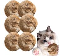 Rabbit Fur Ball Cat Toy - Soft Fluffy Washable, Interactive Toys for Indoor Cats Chase & Bunny Kicks, Exercise & Bonding Kitten Toys (6Pcs)