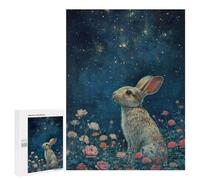 Rabbit Gazing at Stars - Wooden Brain Teaser for Adults, 500 PCS, Year-End Present - for Quiet Evenings And Focused Play