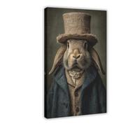 Rabbit Gentleman Canvas Poster Wall Art Decor Print Picture Paintings for Living Room Bedroom Decoration 16x24inch(40x60cm)