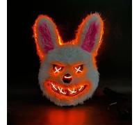 (rabbit, glowing) Halloween Scary Mask Bear Rabbit Bunny Mask, Bloody Plush Head Mask For Cosplay And Parties