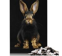 Rabbit Gold Animal Puzzle Unique Home Decor Premium Cardboard Jigsaw Puzzle for Adults Teen Unique Gift 1000pcs (26x38cm)