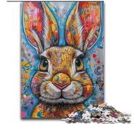 Rabbit Graffiti Puzzles for Adults Teens 1000pc Puzzle, Challenging Game And Family Play with Matching Poster And Trivia Sheet (26x38cm)