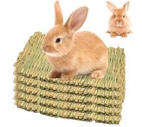 Rabbit Grass Mat, Pack of 5, 28 x 20 cm Grass Mat, Woven Bed Mat, Small Animal Grass Mats for Hamsters, Animal Chew Toy, Bunny Grass Mat, Natural, Safe and Edible for Rabbits, Guinea Pigs