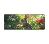 Rabbit Green Grass Mouse Pad In Big Extended Non-Slip Rubber Base Mousepad With Stitched Edges Gaming Pc Desktop Large Mouse Pad 11.8x31.5