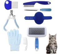 Rabbit Grooming Set, Small Pet Hair Brush Kit, 8-Piece Rabbit Care Set, Nail Clippers, File, Pet Massage, Bath Glove, Comb, for Cats, Puppies, Hamsters