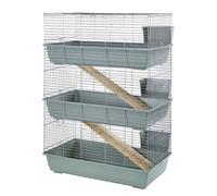 Little Friends Triple Rabbit Cage, 102 x 56 x 139 cm, Beige/Silver