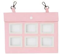Rabbit Guinea Pig Hay Dispenser, 12.01 x 9.45 Inch Hanging Pouch with Six Feeding Holes, Easy Refill Snap Opening, Cute Pink Rabbit Design for Chinchillas, Small Animals