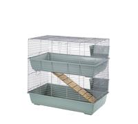 Little Friends Double Tier Rabbit Cage, 100cm, Beige/Silver