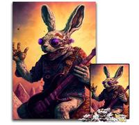 Rabbit Guitar Animal 1000Pc Adults Jigsaw Puzzle Wooden Jigsaw Puzzles Fun at Home Activities, Birthday Present, Travel Gifts 50x75CM/19.68x29.52inch